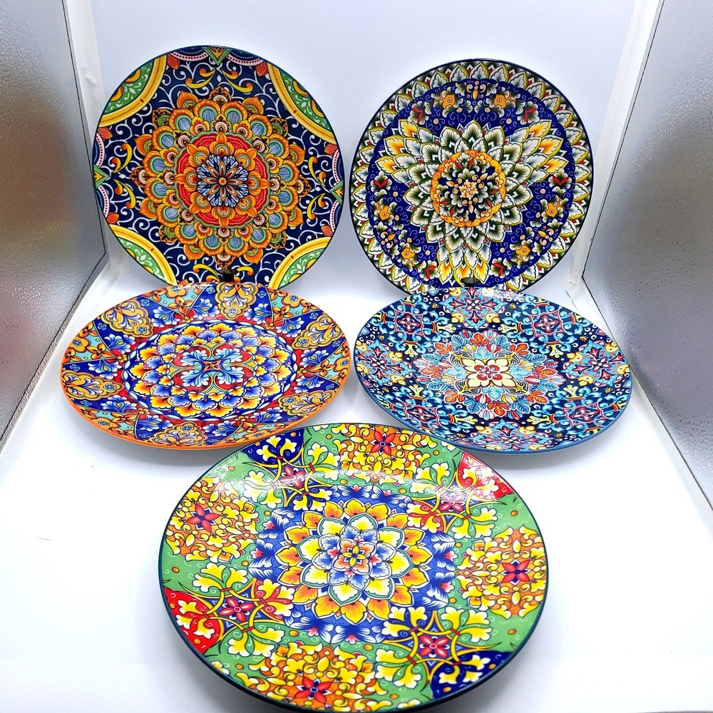 Vancasso 5 Piece Porcelain Dinner Plate 10.5" Bohemian Style To Display or Use